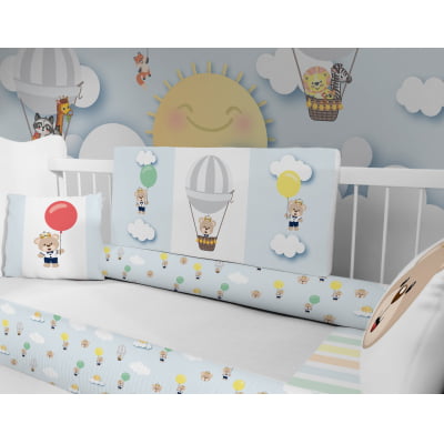 Kit Berço Enxoval de Bebê Safari Urso Balões Azul - KT34 Papel de parede  infantil, Enxovais para Bebê, Kits Berço, Kit Cama, faixa decorativa, régua do crescimento, quadros decorativos infantil.