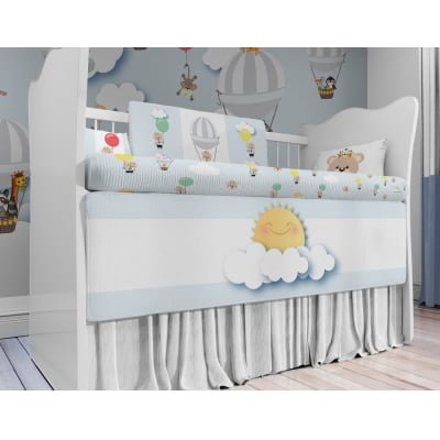 Kit Berço Enxoval de Bebê Safari Urso Balões Azul - KT34 Papel de parede  infantil, Enxovais para Bebê, Kits Berço, Kit Cama, faixa decorativa, régua do crescimento, quadros decorativos infantil.