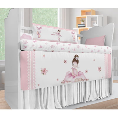 Kit Berço Enxoval de Bebê Bailarina Delicada Rosa Menina KT456 Papel de parede  infantil, Enxovais para Bebê, Kits Berço, Kit Cama, faixa decorativa, régua do crescimento, quadros decorativos infantil.