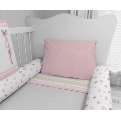 Kit Berço Enxoval de Bebê Bailarina Delicada Rosa Menina KT456 Papel de parede  infantil, Enxovais para Bebê, Kits Berço, Kit Cama, faixa decorativa, régua do crescimento, quadros decorativos infantil.