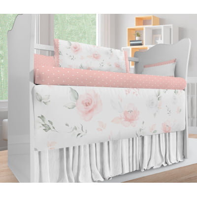 Kit Berço Enxoval de Bebê Flores Rosa Menina KT459 Papel de parede  infantil, Enxovais para Bebê, Kits Berço, Kit Cama, faixa decorativa, régua do crescimento, quadros decorativos infantil.