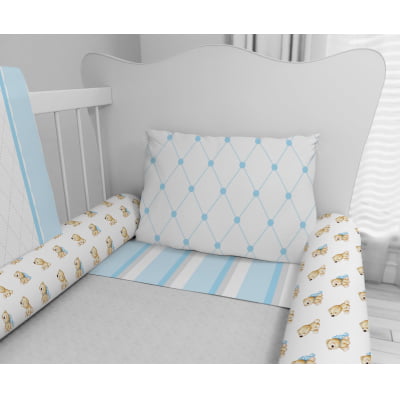 Kit Berço Enxoval de Bebê Urso Jardim Flores Azul KT227 Papel de parede  infantil, Enxovais para Bebê, Kits Berço, Kit Cama, faixa decorativa, régua do crescimento, quadros decorativos infantil.