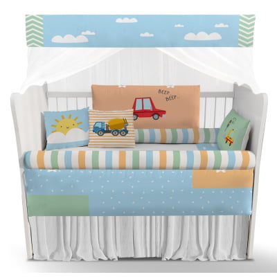 Kit Berço Enxoval de Bebê Carros Menino Azul KT697 Papel de parede  infantil, Enxovais para Bebê, Kits Berço, Kit Cama, faixa decorativa, régua do crescimento, quadros decorativos infantil.