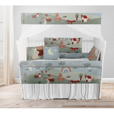 Kit Berço Enxoval de Bebê Bosque Ursos Animais KT643 Papel de parede  infantil, Enxovais para Bebê, Kits Berço, Kit Cama, faixa decorativa, régua do crescimento, quadros decorativos infantil.