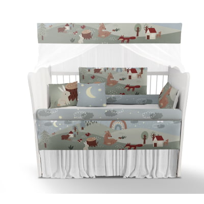 Kit Berço Enxoval de Bebê Bosque Ursos Animais KT643 Papel de parede  infantil, Enxovais para Bebê, Kits Berço, Kit Cama, faixa decorativa, régua do crescimento, quadros decorativos infantil.