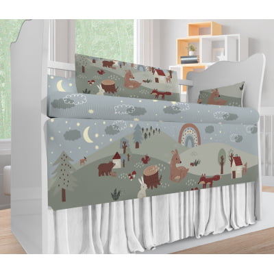 Kit Berço Enxoval de Bebê Bosque Ursos Animais KT643 Papel de parede  infantil, Enxovais para Bebê, Kits Berço, Kit Cama, faixa decorativa, régua do crescimento, quadros decorativos infantil.