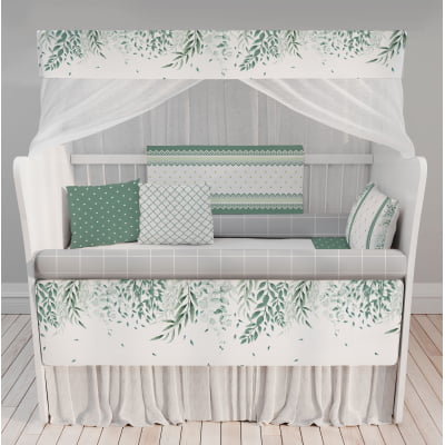 Kit Berço Enxoval de Bebê Folhas Verdes Jardim Menino KT403 Papel de parede  infantil, Enxovais para Bebê, Kits Berço, Kit Cama, faixa decorativa, régua do crescimento, quadros decorativos infantil.