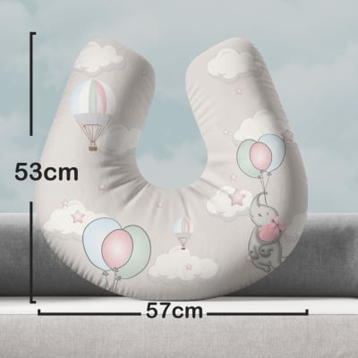 Almofada de Amamentação Travesseiro Elefantinhas nas Nuvens