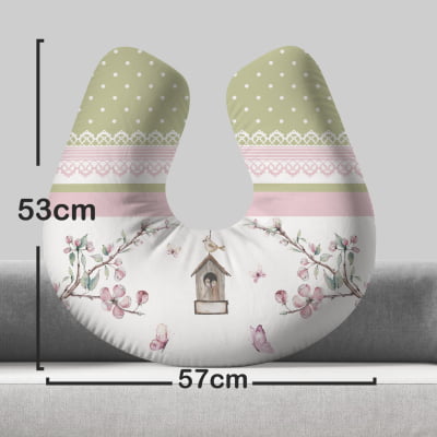 Almofada de Amamentação Travesseiro floral borboletinhas flores infantil bebê - AM482b