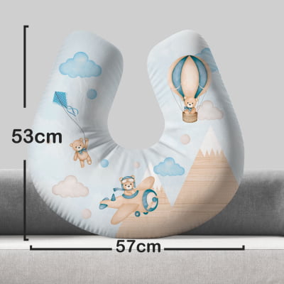 Almofada de Amamentação Travesseiro Ursinhos e Balões 