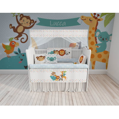 Kit Berço Enxoval de Bebê Safari Feliz