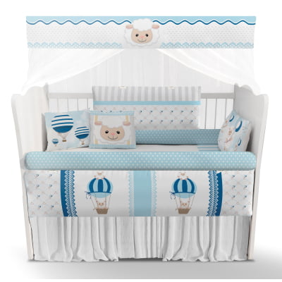 Kit Berço Enxoval de Bebê Ovelhas Azul Menino KT309 Papel de parede  infantil, Enxovais para Bebê, Kits Berço, Kit Cama, faixa decorativa, régua do crescimento, quadros decorativos infantil.