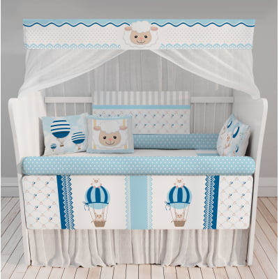 Kit Berço Enxoval de Bebê Ovelhas Azul Menino KT309 Papel de parede  infantil, Enxovais para Bebê, Kits Berço, Kit Cama, faixa decorativa, régua do crescimento, quadros decorativos infantil.