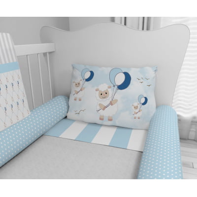 Kit Berço Enxoval de Bebê Ovelhas Azul Menino KT309 Papel de parede  infantil, Enxovais para Bebê, Kits Berço, Kit Cama, faixa decorativa, régua do crescimento, quadros decorativos infantil.