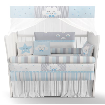 Kit Berço Enxoval de Bebê Chuva de Amor Azul KT364 Papel de parede  infantil, Enxovais para Bebê, Kits Berço, Kit Cama, faixa decorativa, régua do crescimento, quadros decorativos infantil.