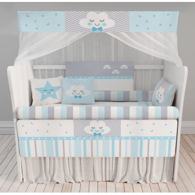 Kit Berço Enxoval de Bebê Chuva de Amor Azul KT364