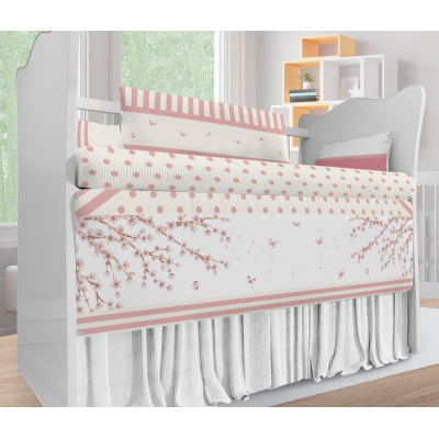 Kit Berço Enxoval de Bebê Flores Menina Rosa KT474 Papel de parede  infantil, Enxovais para Bebê, Kits Berço, Kit Cama, faixa decorativa, régua do crescimento, quadros decorativos infantil.