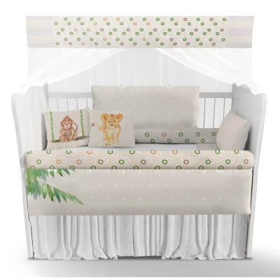 Kit Berço Enxoval de Bebê Safári Aquarelado 23 PÇS - KT79 Papel de parede  infantil, Enxovais para Bebê, Kits Berço, Kit Cama, faixa decorativa, régua do crescimento, quadros decorativos infantil.