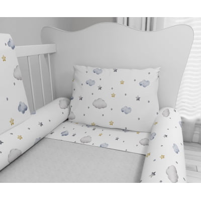 Kit Berço Enxoval de Bebê Ursos Nuvens Menino KT686 Papel de parede  infantil, Enxovais para Bebê, Kits Berço, Kit Cama, faixa decorativa, régua do crescimento, quadros decorativos infantil.