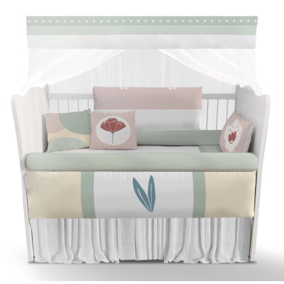 Kit Berço Enxoval de Bebê Floral  Delicado KT336 Papel de parede  infantil, Enxovais para Bebê, Kits Berço, Kit Cama, faixa decorativa, régua do crescimento, quadros decorativos infantil.