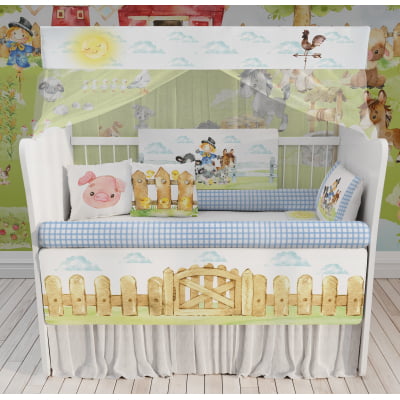 kit Berço Enxoval de Bebê Fazendinha Feliz 23 PÇS - KT225