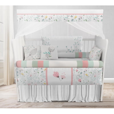 Kit Berço Enxoval de Bebê Floral  23 PÇS - KT73