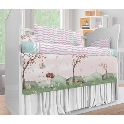 Kit Berço Enxoval de Bebê meninas floresta floral infantil - KT518