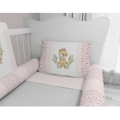 Kit Berço Enxoval de Bebê Ursinha no Balanço 23 PÇS - KT41 B Papel de parede  infantil, Enxovais para Bebê, Kits Berço, Kit Cama, faixa decorativa, régua do crescimento, quadros decorativos infantil.