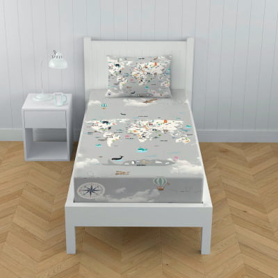 Lençol de Solteiro Infantil Mapa Mundi Cinza Menino - L54 Papel de parede  infantil, Enxovais para Bebê, Kits Berço, Kit Cama, faixa decorativa, régua do crescimento, quadros decorativos infantil.