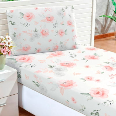 Lençol de Solteiro Infantil Floral Menina - L459 Papel de parede  infantil, Enxovais para Bebê, Kits Berço, Kit Cama, faixa decorativa, régua do crescimento, quadros decorativos infantil.