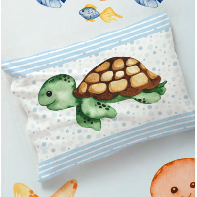 Lençol de Solteiro Infantil Fundo do Mar Azul Animais Marinhos Menino - L47 Papel de parede  infantil, Enxovais para Bebê, Kits Berço, Kit Cama, faixa decorativa, régua do crescimento, quadros decorativos infantil.