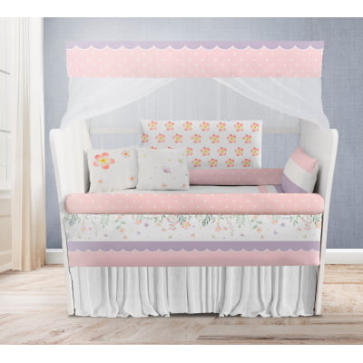 Kit Berço Enxoval de Bebê Floral Delicado 23 PÇS - KT586