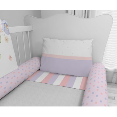 Kit Berço Enxoval de Bebê Floral com Borboletas - 23 Peças