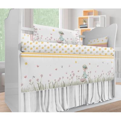 Kit Berço Enxoval De Bebê Arco Íris Floral Colorido