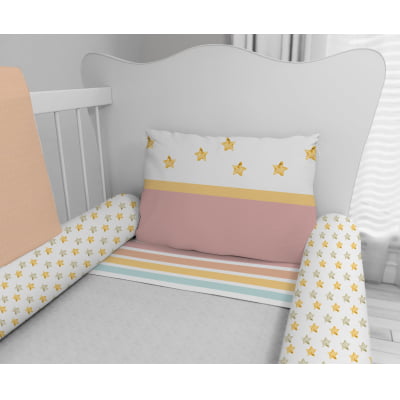 Kit Berço Enxoval De Bebê Arco Íris Floral Colorido