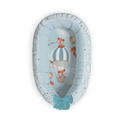 Ninho Redutor de Bebê Balões Azul Raposa 100% Algodão | Varoni Decor - N07