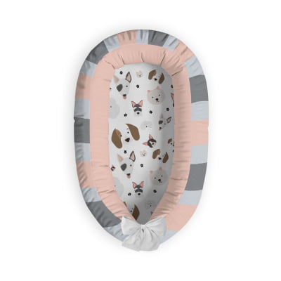 Ninho Redutor Bebê Cachorros Rosa Pets Infantil 100% Algodão - N35