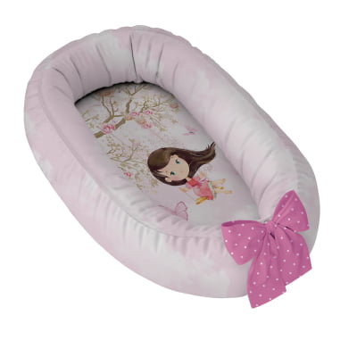 Ninho Redutor Bebê Menina Arco-Íris Floral com Borboletas Toque Suave e Aconchego - N76