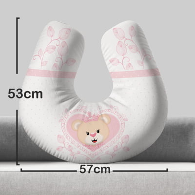 Almofada de Amamentação Travesseiro Ursa Princesa Rosa Menina AM353 Papel de parede  infantil, Enxovais para Bebê, Kits Berço, Kit Cama, faixa decorativa, régua do crescimento, quadros decorativos infantil.