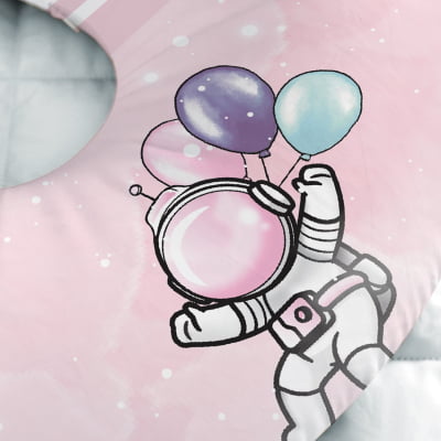 Almofada de Amamentação Travesseiro Astronauta Rosa Menina AM497 Papel de parede  infantil, Enxovais para Bebê, Kits Berço, Kit Cama, faixa decorativa, régua do crescimento, quadros decorativos infantil.