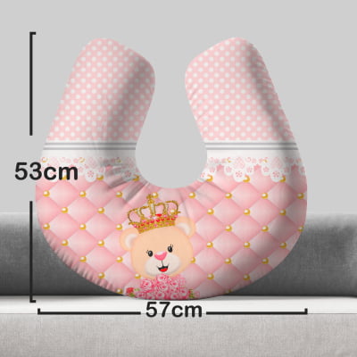 Almofada de Amamentação Travesseiro Ursa Princesa Rosa Menina AM269 Papel de parede  infantil, Enxovais para Bebê, Kits Berço, Kit Cama, faixa decorativa, régua do crescimento, quadros decorativos infantil.