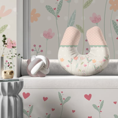 Almofada de Amamentação Travesseiro Flores Delicadas Menina Am583 Papel de parede  infantil, Enxovais para Bebê, Kits Berço, Kit Cama, faixa decorativa, régua do crescimento, quadros decorativos infantil.