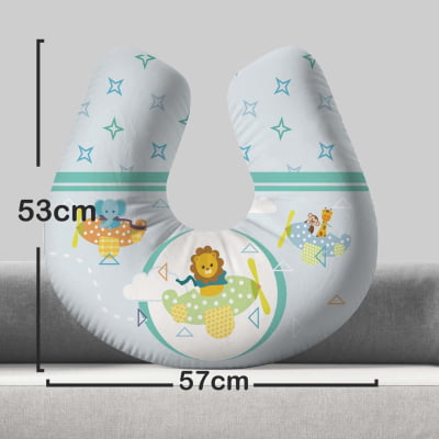 Almofada de Amamentação Travesseiro Leão Avião Azul