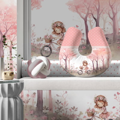 Almofada para Amamentar Bosque Encantado Rosa Menina Am625 Papel de parede  infantil, Enxovais para Bebê, Kits Berço, Kit Cama, faixa decorativa, régua do crescimento, quadros decorativos infantil.