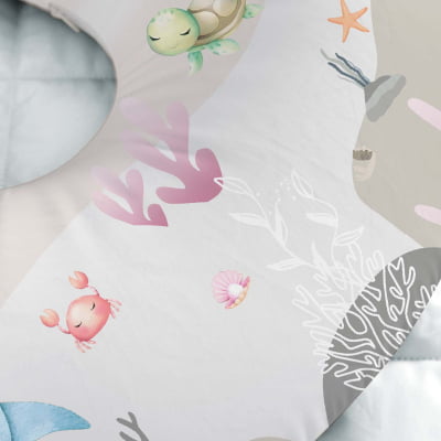 Almofada para Amamentar com Zíper  Fundo do Mar Rosa Menina AM737 Papel de parede  infantil, Enxovais para Bebê, Kits Berço, Kit Cama, faixa decorativa, régua do crescimento, quadros decorativos infantil.