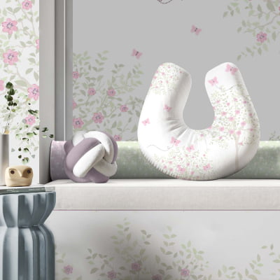 Almofada para Amamentar com Zíper Flores Delicadas Menina AM621 Papel de parede  infantil, Enxovais para Bebê, Kits Berço, Kit Cama, faixa decorativa, régua do crescimento, quadros decorativos infantil.