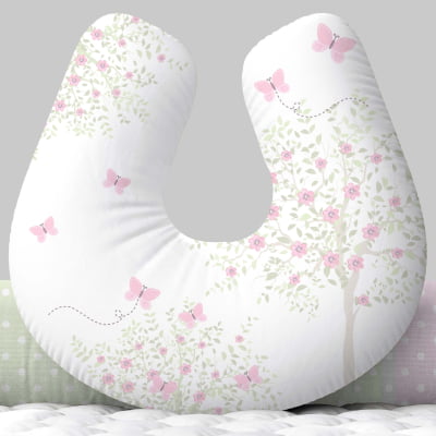 Almofada para Amamentar com Zíper Flores Delicadas Menina AM621