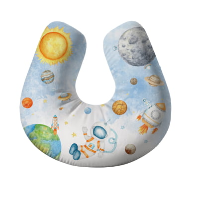 Almofada para Amamentar Astronauta Planetas Galáxia AM698 Papel de parede  infantil, Enxovais para Bebê, Kits Berço, Kit Cama, faixa decorativa, régua do crescimento, quadros decorativos infantil.