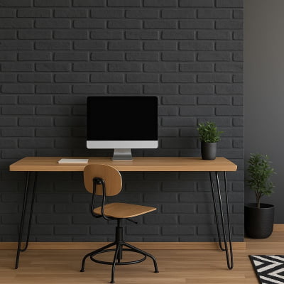 Papel de Parede Tijolinho Preto – Estilo Moderno e Sofisticado - VRHOME14
