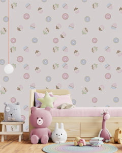 Papel de Parede Infantil para Quarto de Bebê Docinhos Cupcake